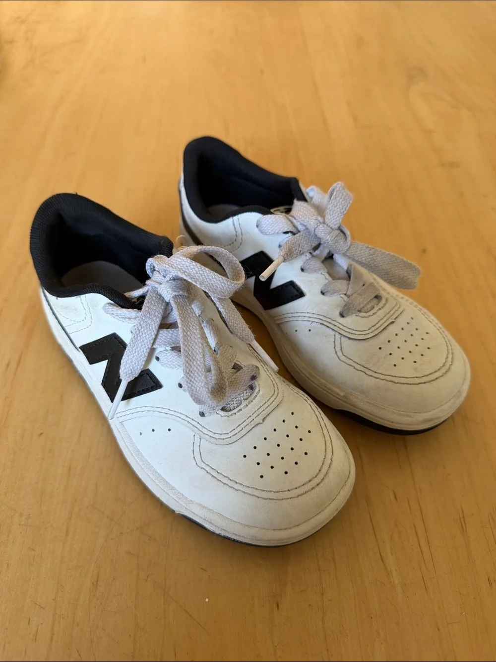 New Balance White and Black Kids Sneakers